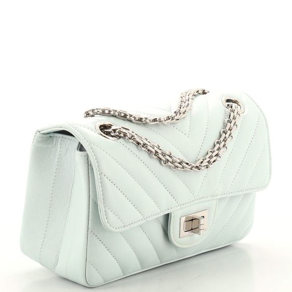 Chanel Reissue 2.55 Flap Bag Chevron Aged Calfskin Mini Blue - Picture 3 of 8